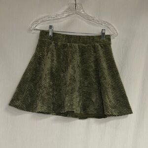 Olive Green Velvet Skater Skirt